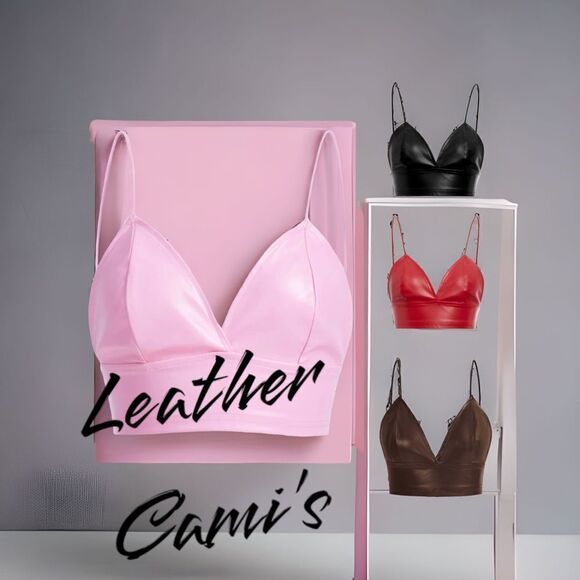 Leather Top, Cropped Cami l All 4 Colors l Zip-back l L l New - Picture 1 of 10